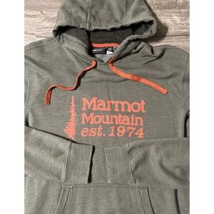 Marmot Mountain 1974 Hoodie Green Sweatshirt Pockets Outdoor Men's Size Large